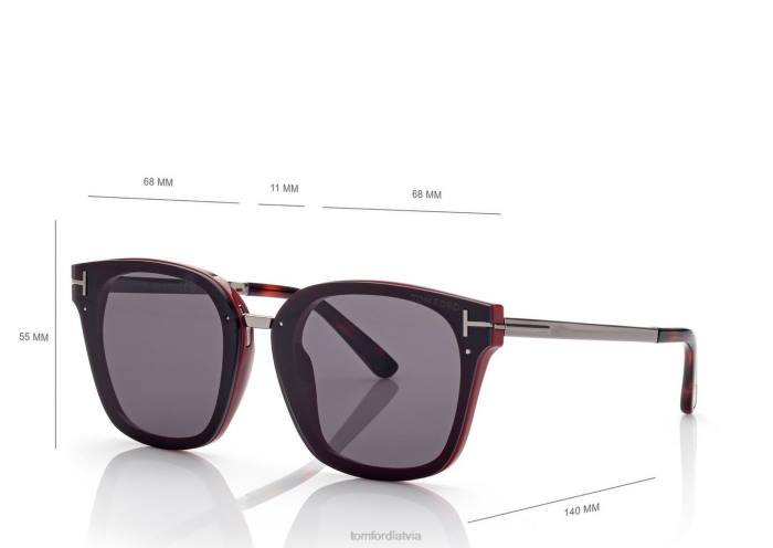 TOM FORD sievietes bordo/citi/dūmi philippa saulesbrilles HTNR2090