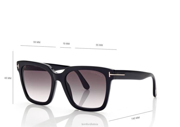 TOM FORD sievietes melns Selby saulesbrilles HTNR2081