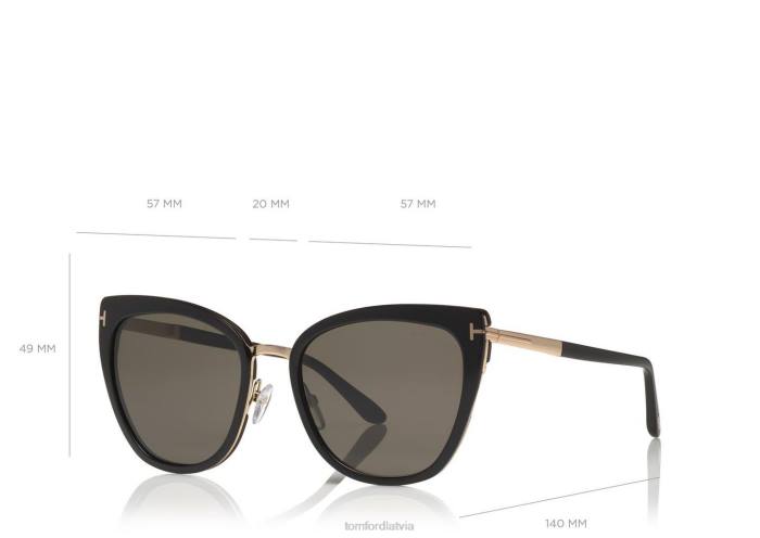 TOM FORD sievietes melns simona saulesbrilles HTNR2151