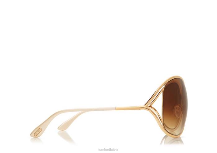 TOM FORD sievietes rozā zelts miranda lielizmēra mīkstas kvadrātveida saulesbrilles HTNR2072