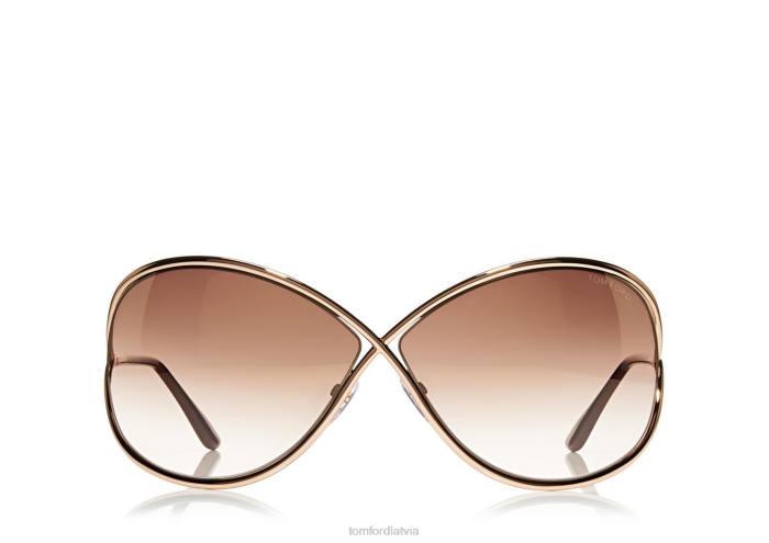 TOM FORD sievietes rozā zelts un brūns miranda lielizmēra mīkstas kvadrātveida saulesbrilles HTNR2073