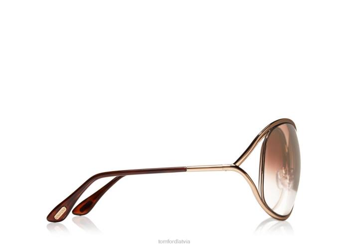 TOM FORD sievietes rozā zelts un brūns miranda lielizmēra mīkstas kvadrātveida saulesbrilles HTNR2073