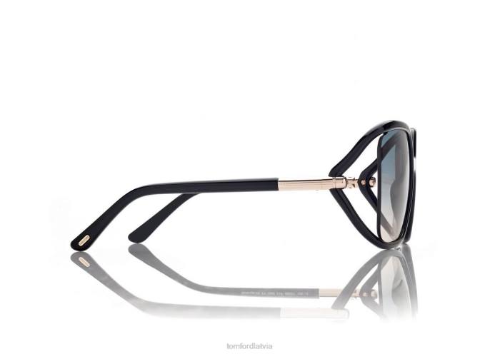 TOM FORD sievietes spīdīgi melns solange-02 saulesbrilles HTNR2145