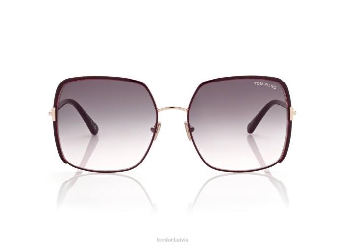 TOM FORD sievietes spīdīgs bordo/gradienta zils raphaela saulesbrilles HTNR2124