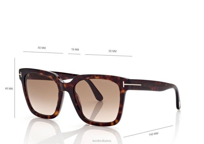 TOM FORD sievietes tumšā havana Selby saulesbrilles HTNR2082