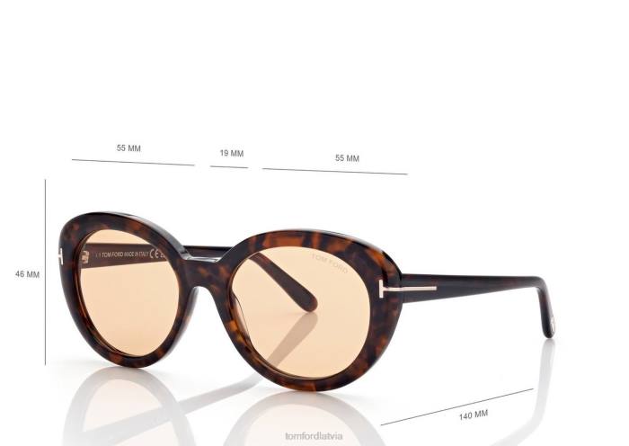 TOM FORD sievietes tumšā havana lilijas saulesbrilles HTNR2103