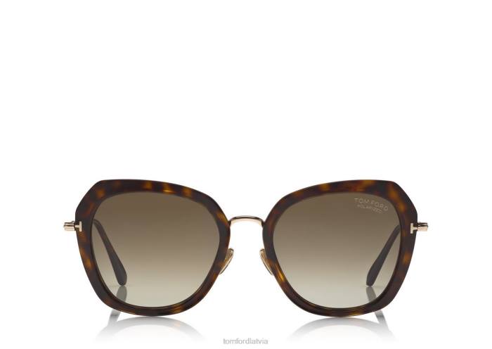 TOM FORD sievietes tumšā havana polarizētas Kenijas saulesbrilles HTNR2166