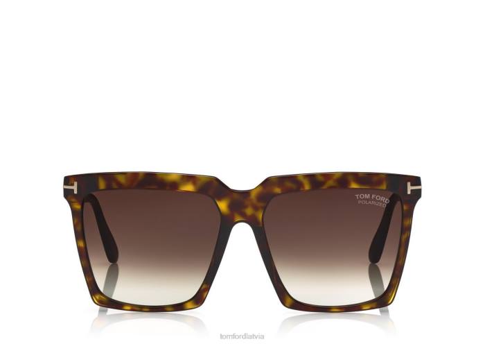TOM FORD sievietes tumšā havana polarizētas sabrina saulesbrilles HTNR2114