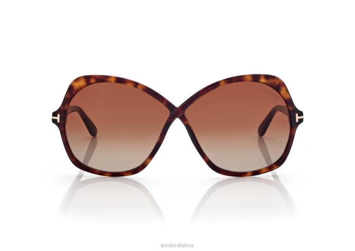 TOM FORD sievietes tumšā havana rozmīna saulesbrilles HTNR2142