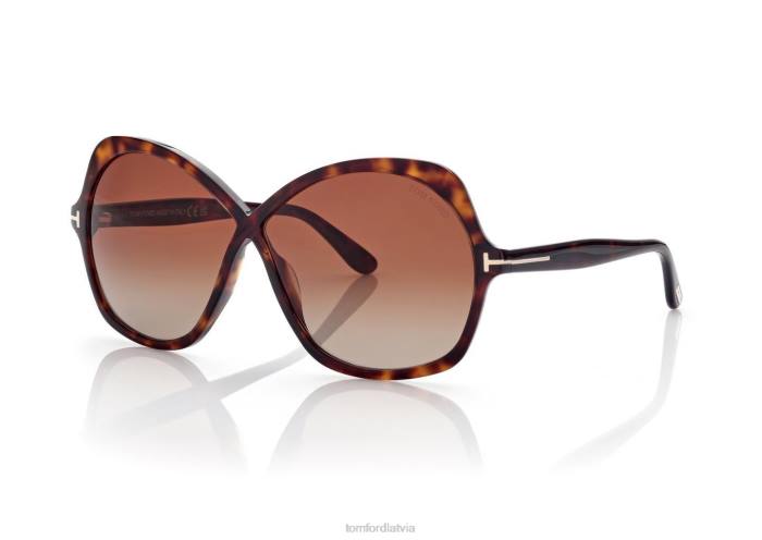 TOM FORD sievietes tumšā havana rozmīna saulesbrilles HTNR2142