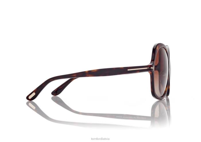 TOM FORD sievietes tumšā havana rozmīna saulesbrilles HTNR2142