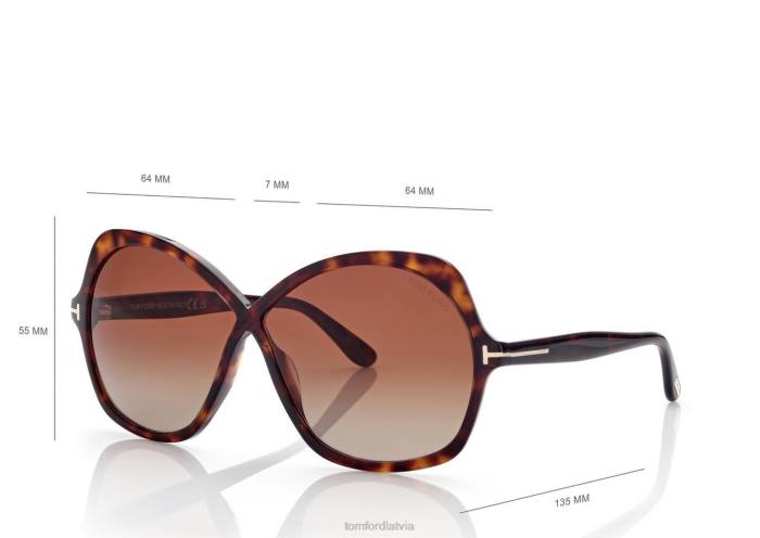 TOM FORD sievietes tumšā havana rozmīna saulesbrilles HTNR2142