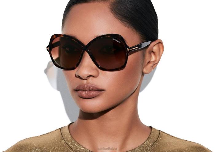 TOM FORD sievietes tumšā havana rozmīna saulesbrilles HTNR2142