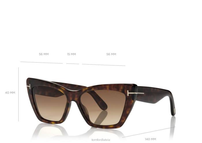 TOM FORD sievietes tumšā havana wyatt saulesbrilles HTNR2161