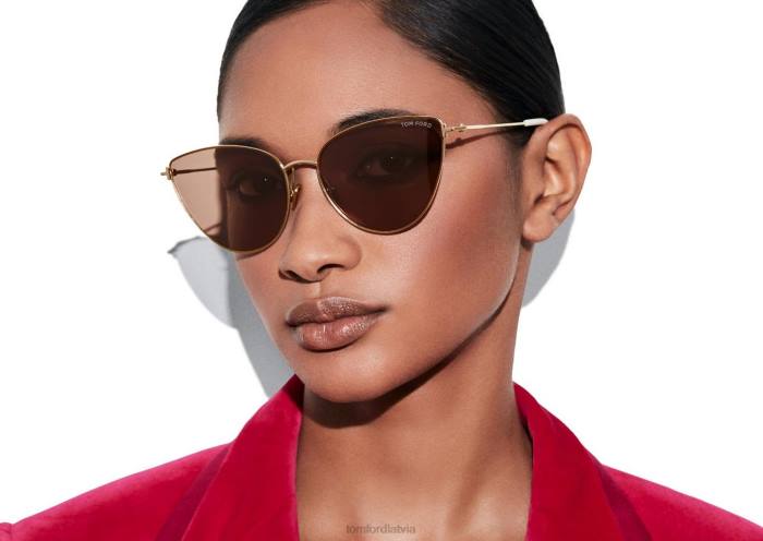 TOM FORD sievietes zelta/brūna spoguļa lēca anais saulesbrilles HTNR2169
