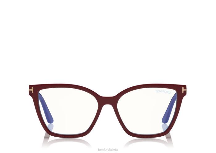 TOM FORD sievietes baklažāns/fuksija dubultklips uz zilā bloka optikas HTNR2095