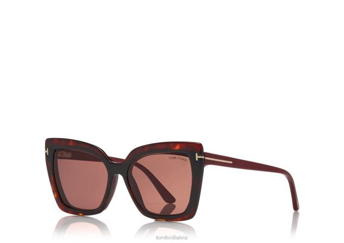 TOM FORD sievietes baklažāns/fuksija dubultklips uz zilā bloka optikas HTNR2095