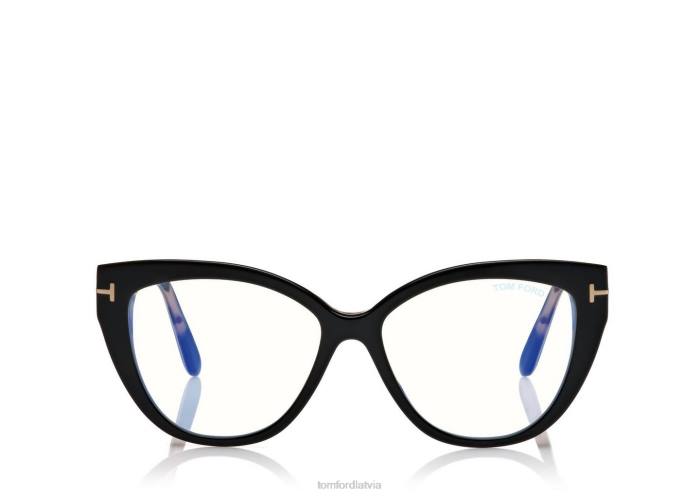 TOM FORD sievietes melns + brūns zilā bloka mīkstā kaķa acu optika HTNR2217