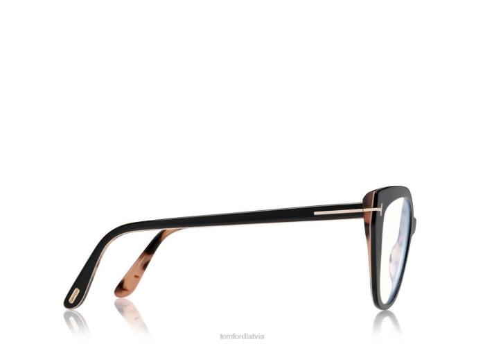 TOM FORD sievietes melns + brūns zilā bloka mīkstā kaķa acu optika HTNR2217