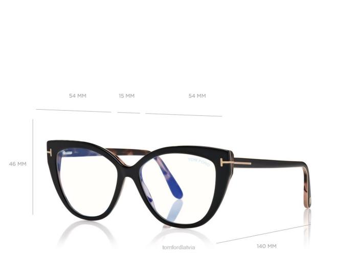 TOM FORD sievietes melns + brūns zilā bloka mīkstā kaķa acu optika HTNR2217