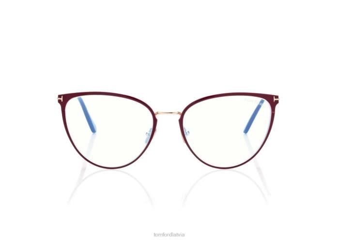 TOM FORD sievietes spīdīgi sarkans zilā bloka kaķa acu optika HTNR2215