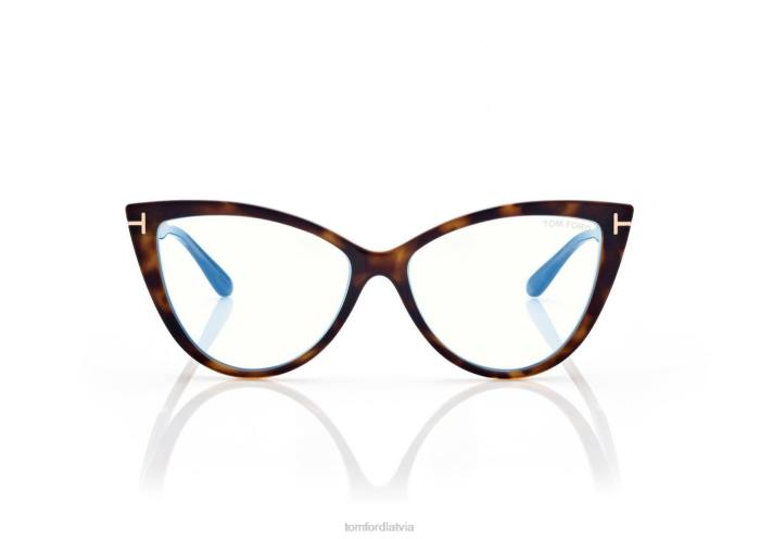 TOM FORD sievietes tumšā havana zilā bloka kaķa acu optika HTNR2184