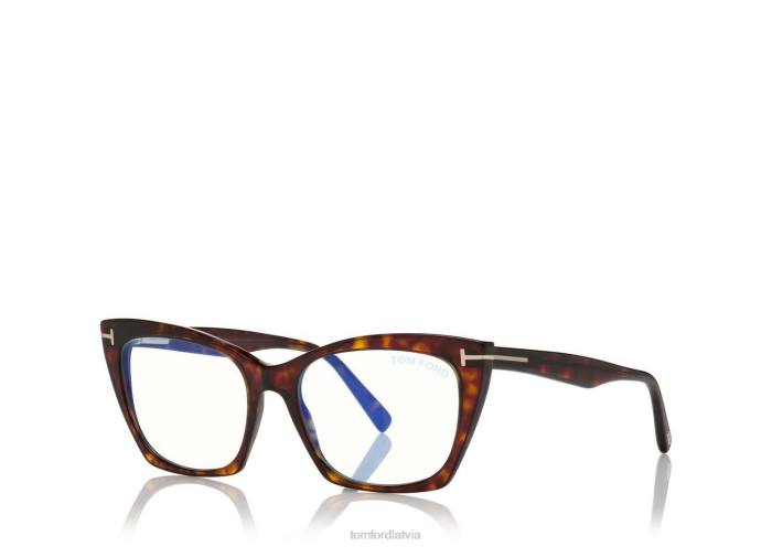 TOM FORD sievietes tumšā havana zilā bloka kaķa acu optika HTNR2210