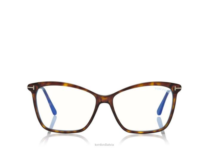 TOM FORD sievietes tumšā havana zilā bloka kaķa acu optika HTNR2248