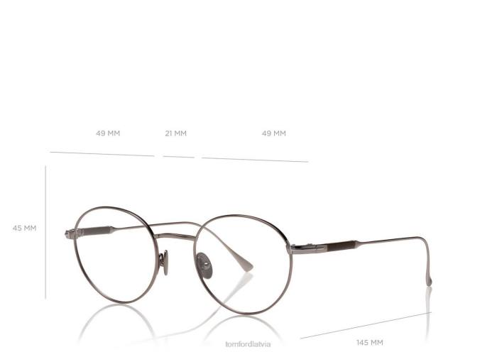 TOM FORD vīriešiem tumšais rutēnijs titāna ādas tempļa optika HTNR2043