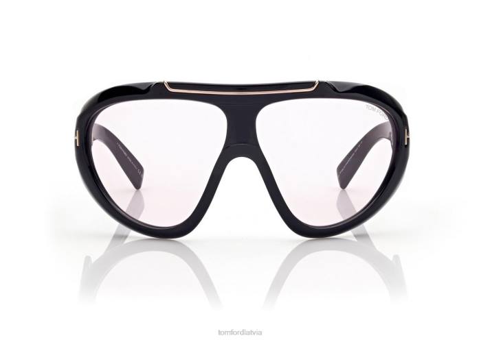 TOM FORD vīriešiem spīdīgi melna + violeta fotohromatiskas liepu saulesbrilles HTNR1848