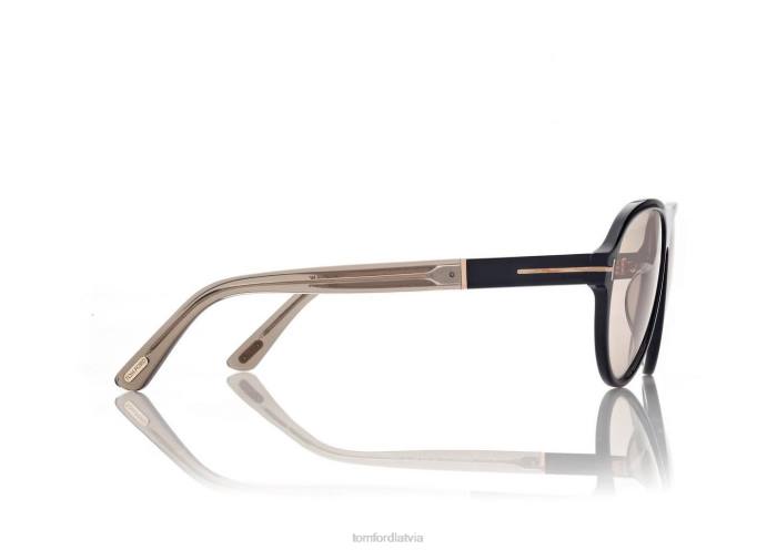 TOM FORD vīriešiem spīdīgi melns/brūns cidonijas saulesbrilles HTNR1810