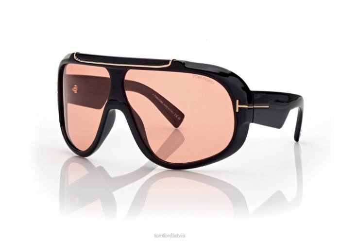 TOM FORD vīriešiem spīdīgi melns/brūns fotohromatiskās relen saulesbrilles HTNR1791
