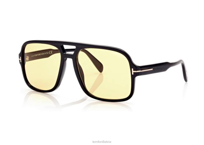 TOM FORD vīriešiem spīdīgi melns/brūns piekūna saulesbrilles HTNR1922