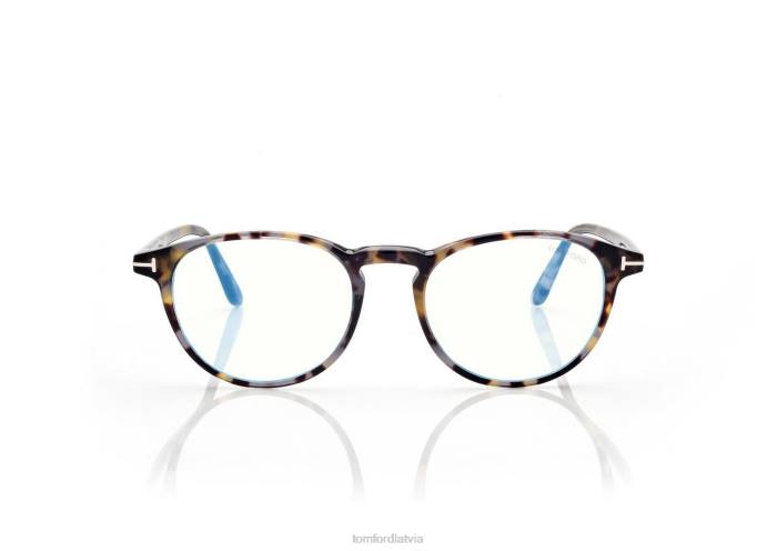 TOM FORD vīriešiem gaiša havana zilu bloku apaļa optika HTNR1981