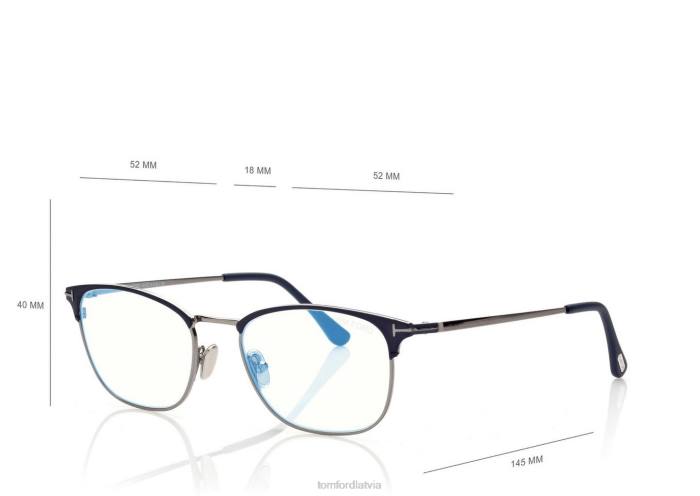 TOM FORD vīriešiem matēts zils zilā bloka kvadrātveida optika HTNR2018