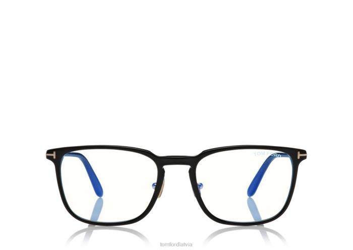 TOM FORD vīriešiem melns zilā bloka klasiskā taisnstūra optika HTNR1960