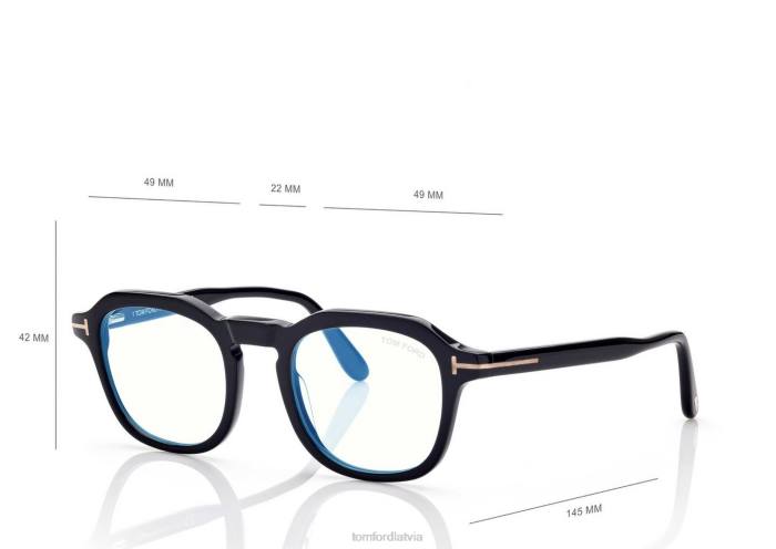 TOM FORD vīriešiem melns zilu bloku apaļa optika HTNR1925