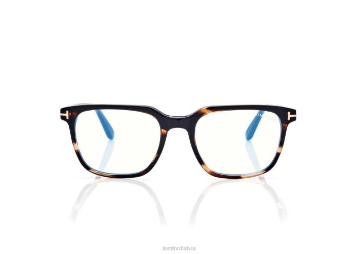 TOM FORD vīriešiem sarkanā havana zilā bloka kvadrātveida optika HTNR1929