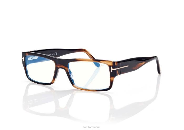 TOM FORD vīriešiem sarkanā havana zilu bloku taisnstūra optika HTNR2010