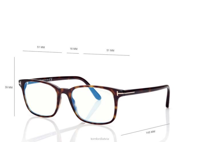 TOM FORD vīriešiem tumšā havana zilā bloka kvadrātveida optika HTNR1950