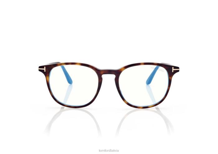 TOM FORD vīriešiem tumšā havana zilu bloku apaļa optika HTNR1931