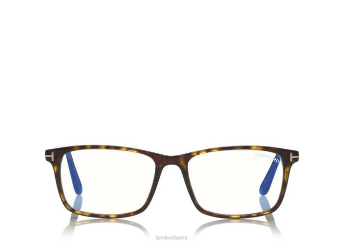 TOM FORD vīriešiem tumšā havana zilu bloku mīksta kvadrātveida optika HTNR1998
