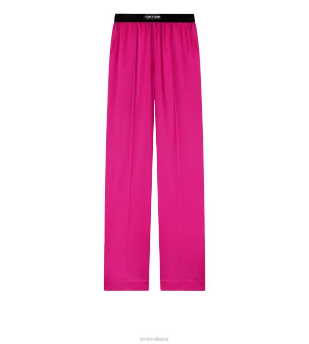 TOM FORD sievietes Koši rozā stiepjas zīda satīna pj bikses HTNR1403