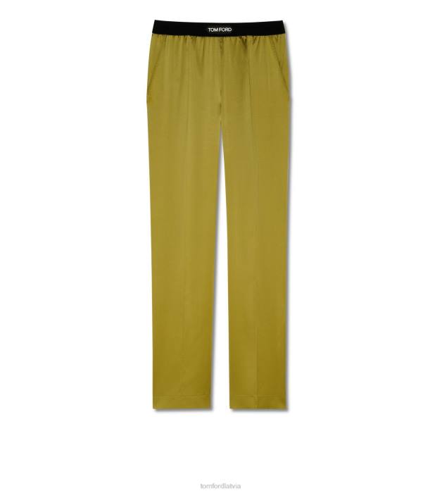 TOM FORD sievietes Zaļā armija stiepjas zīda satīna pj bikses HTNR1405