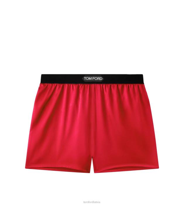 TOM FORD sievietes vērša asiņu sarkans elastīgi zīda satīna bokseršorti HTNR1395