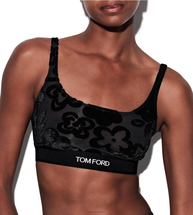 TOM FORD sievietes melns prīmulas ziedu tills devore' signature bralette HTNR1367