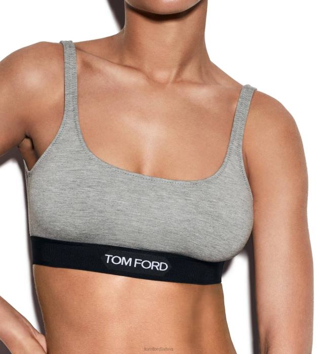 TOM FORD sievietes pelēkā melanža modālā paraksta bralete HTNR1369