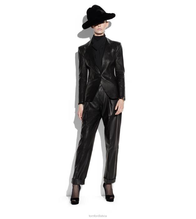 TOM FORD sievietes melns jaunas plonge boyfriend fit bikses HTNR1124