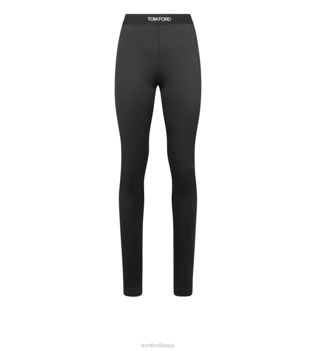 TOM FORD sievietes melns spoži džersija parakstu legingi HTNR1106