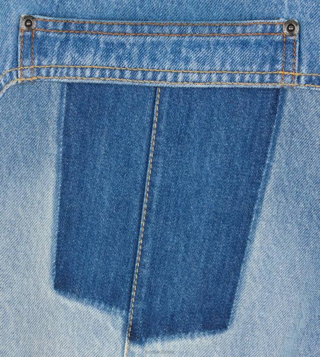 TOM FORD sievietes kombinētais zils vintage raibs džinsa platas bikses HTNR1277